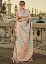 Peach Rangkat Satin Silk Saree