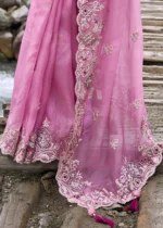 Pink Embroidered Organza Saree