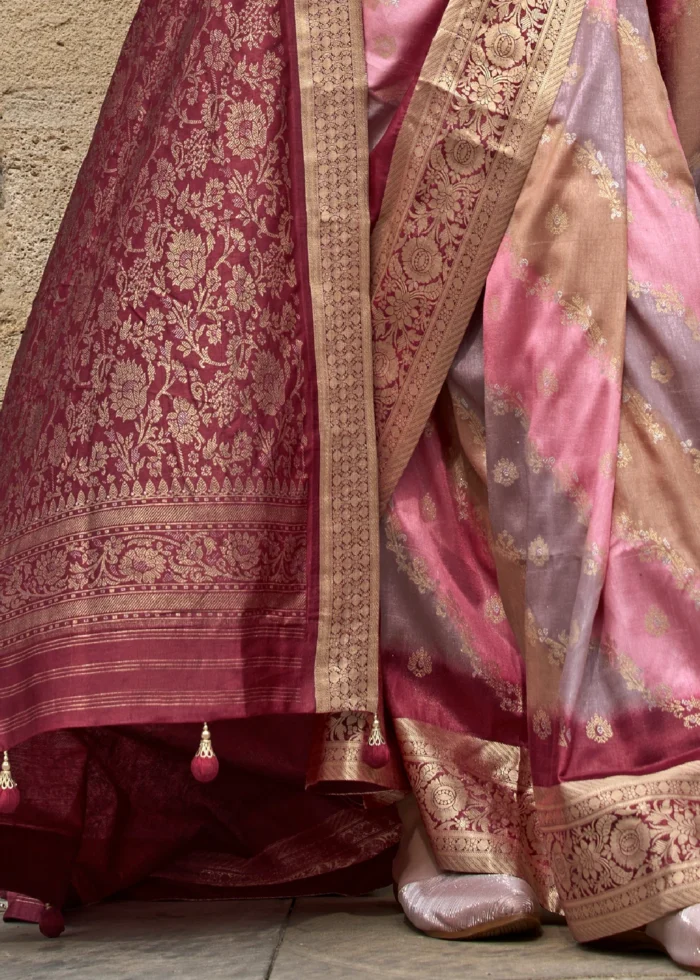 Pink Printed Soft Silk Saree