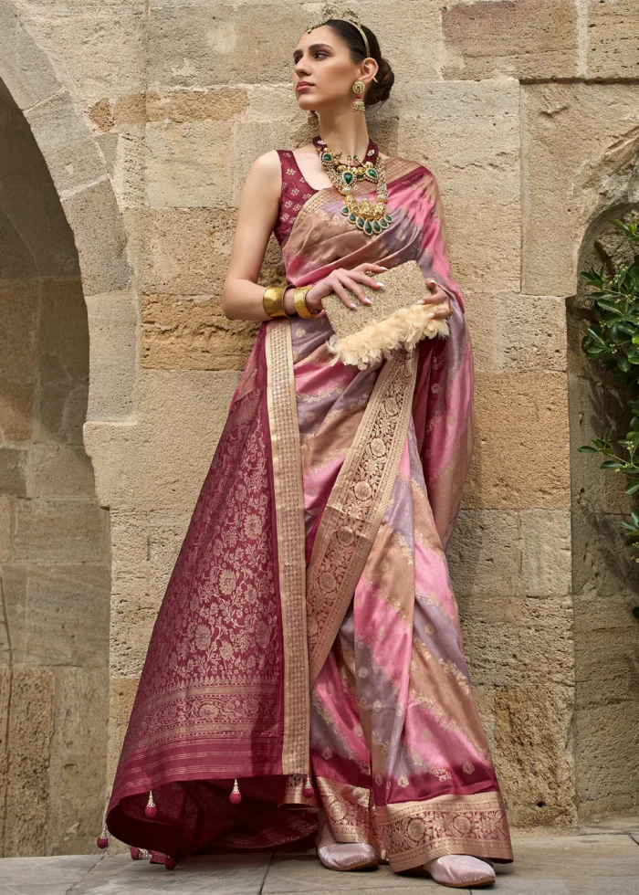 Pink Printed Soft Silk Saree