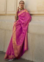 Princess Pink Banarasi Khaddi Silk Saree