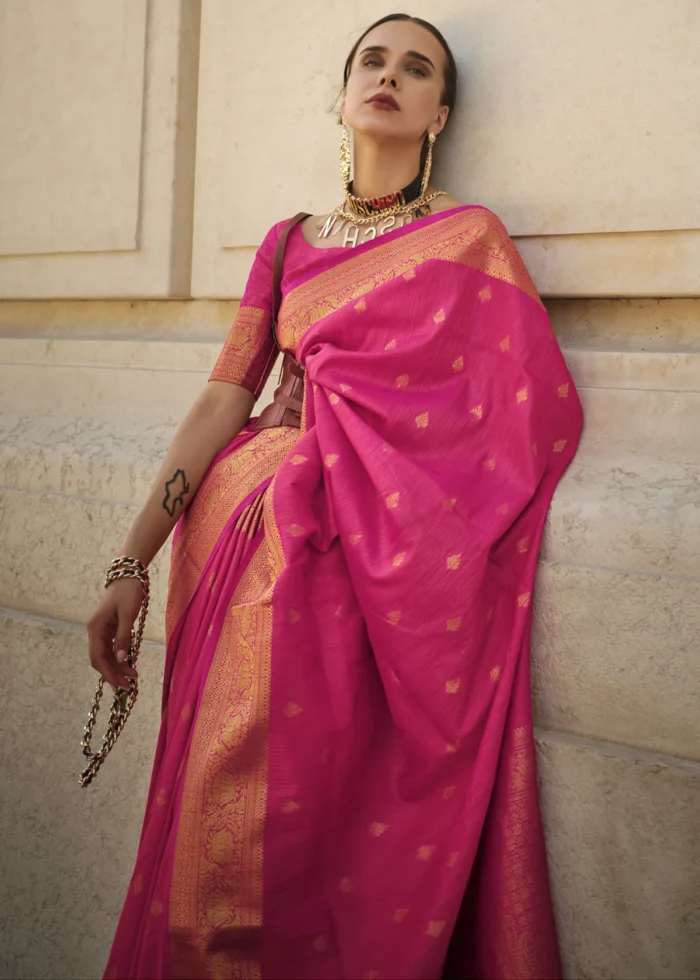 Princess Pink Banarasi Khaddi Silk Saree