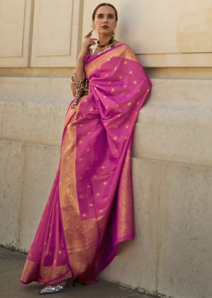 Princess Pink Banarasi Khaddi Silk Saree