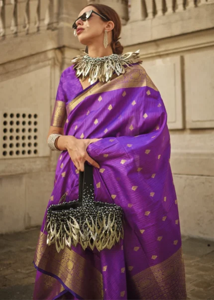 Purple Banarasi Khaddi Silk Saree