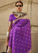 Purple Banarasi Khaddi Silk Saree