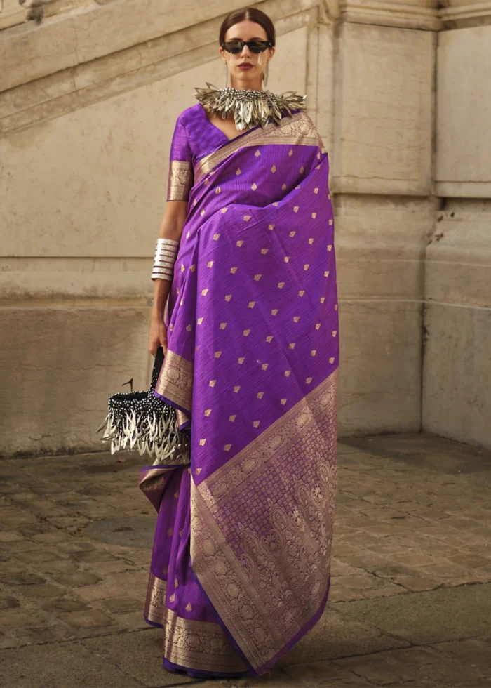 Purple Banarasi Khaddi Silk Saree