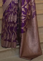 Purple Banarasi Organza Silk Saree