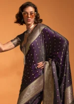 Purple Banarasi Satin Silk Saree