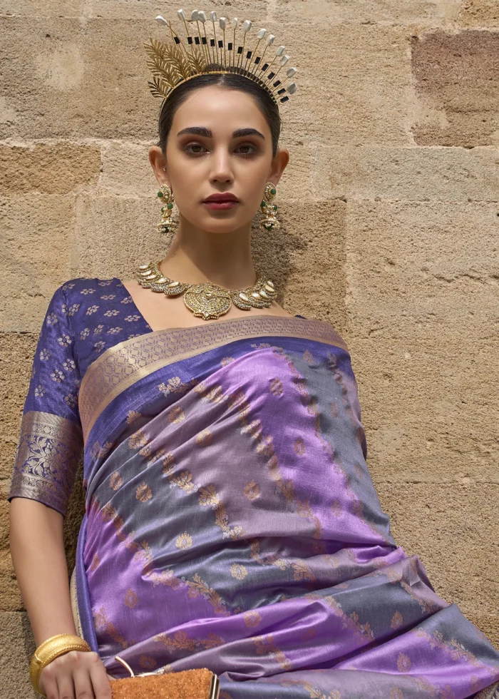 Purple Printed Soft Silk Saree