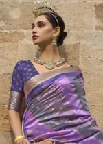 Purple Printed Soft Silk Saree