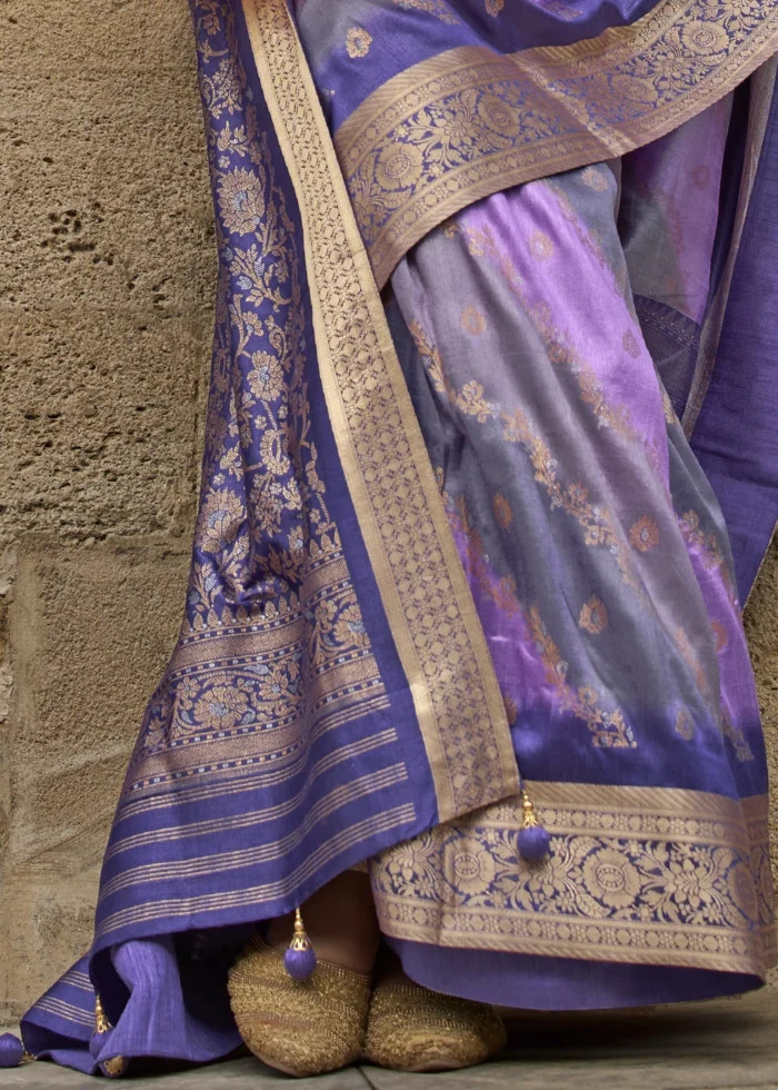 Purple Printed Soft Silk Saree