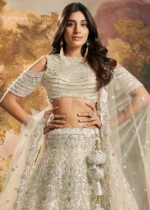 Ready to Wear Off White Embroidered Net Lehenga