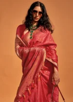 Red Banarasi Satin Silk Saree