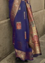 Royal Blue Kashmiri Jamawar Saree