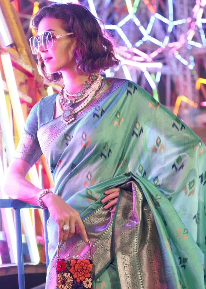 Sea Green Banarasi Silk Saree