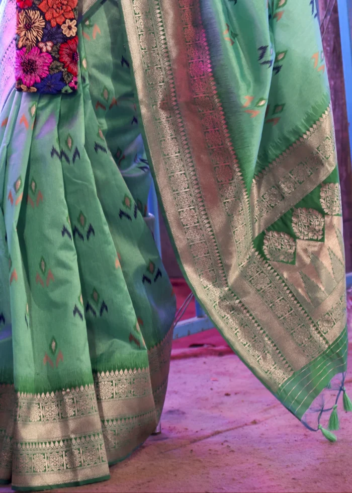 Sea Green Banarasi Silk Saree