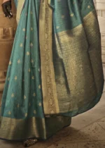 Teal Banarasi Khaddi Silk Saree