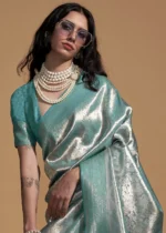 Teal Blue Kanjivaram Saree