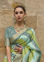 Turquoise Printed Soft Silk Saree