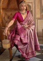 Wine Banarasi Saree