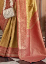 Yellow and Red Banarasi Saree