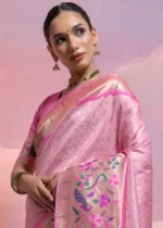 Baby Pink Paithani Silk Saree