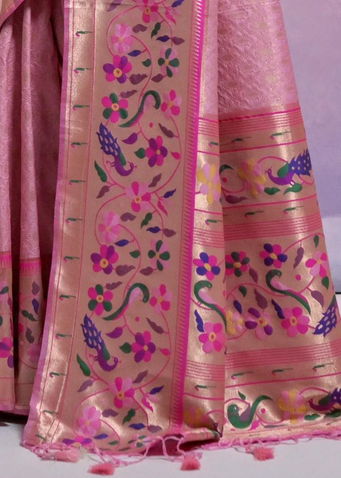 Baby Pink Paithani Silk Saree