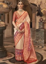 Beige Banarasi Silk Saree with Brocade Blouse