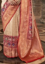 Beige Banarasi Silk Saree with Brocade Blouse