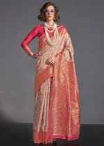 Beige Kashmiri Jamawar Saree with Banarasi Pallu