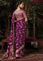 Berry Violet Banarasi Saree with Meenakari