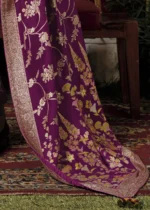 Berry Violet Banarasi Saree with Meenakari