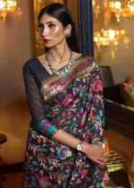 Black Kashmiri Jamawar Silk Saree