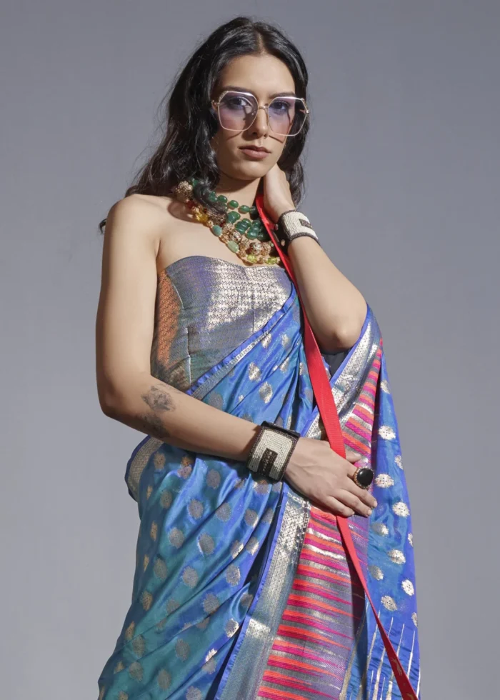 Blue Banarasi Silk Saree