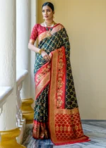 Bottle Green Banarasi Silk Saree