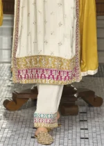 Cream Silk Suit with Embroidery Work