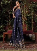 Dark Indigo Banarasi Saree with Meenakari