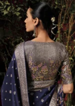 Dark Indigo Banarasi Saree with Meenakari