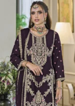 Dark Purple Dhoti Suit with Embroidery Work