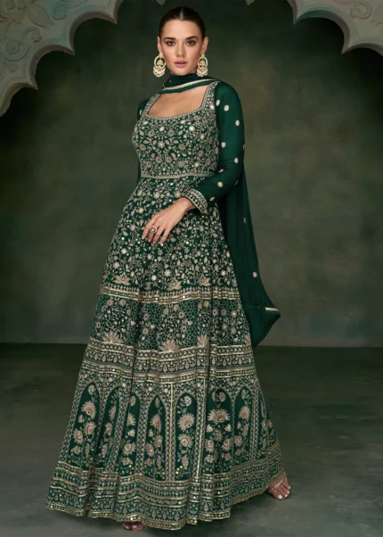 Buy Emerald Green Anarkali Online at Best Price - Urban Womania