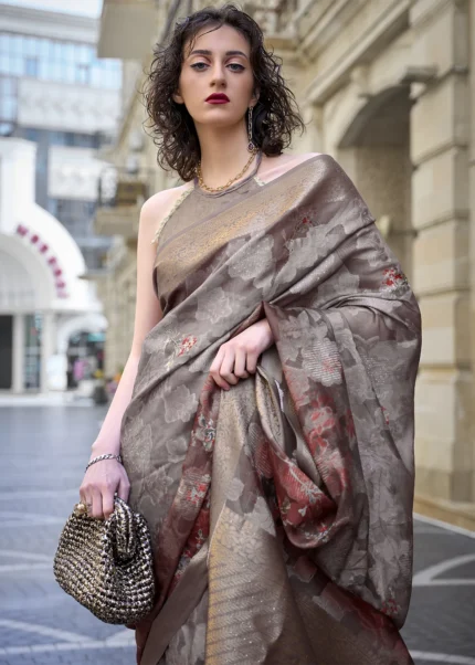 Gray Silk Brasso Saree