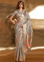 Gray Tissue Silk Saree