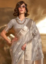 Gray Tissue Silk Saree