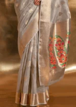 Gray Tissue Silk Saree