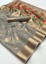 Gray Tissue Silk Saree