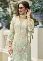 Green Organza Suit with Embroidery Work