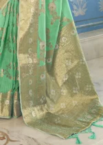 Jade Green Woven Linen Silk Saree