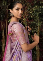 Lavender Banarasi Saree with Meenakari