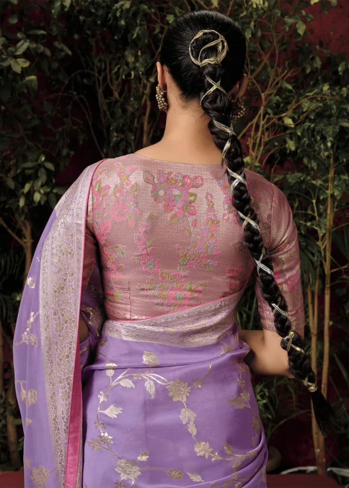 Lavender Banarasi Saree with Meenakari