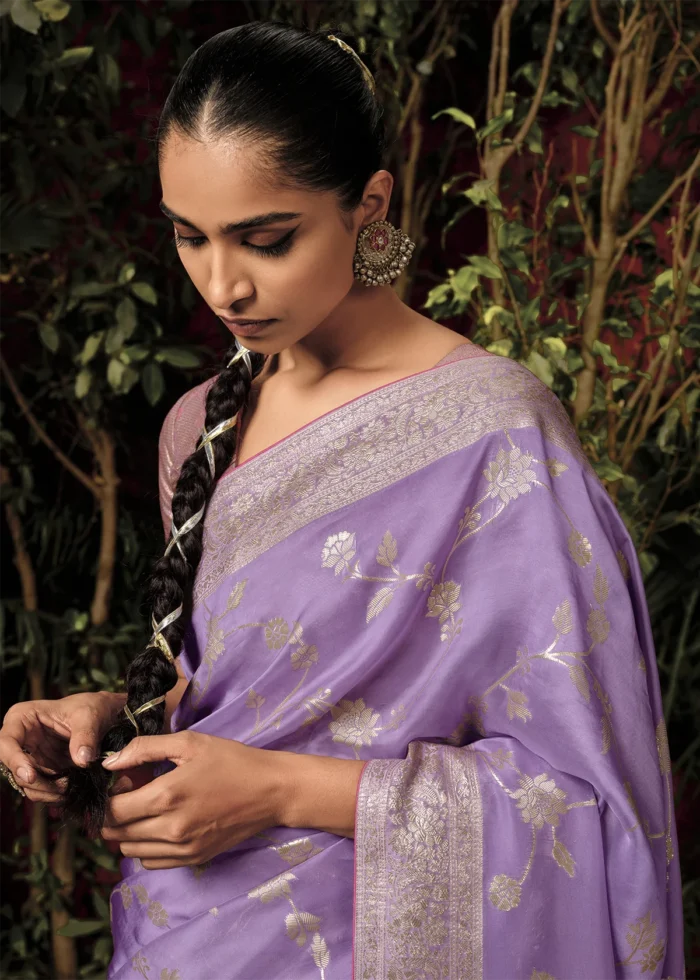 Lavender Banarasi Saree with Meenakari